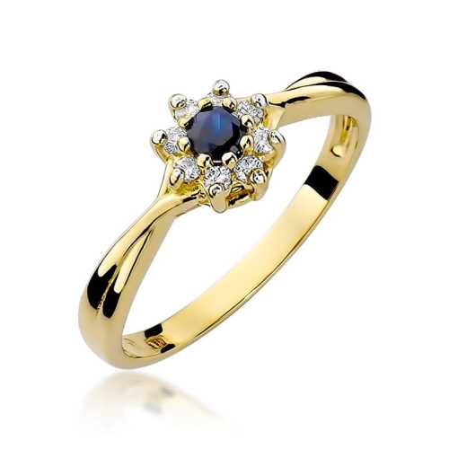 Pierścionek zaręczynowy D118 z centralnym szafirem i brylantami dookoła, Luva.