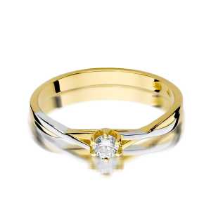 Pierścionek zaręczynowy D455 z żółtego złota brylant 0.12 ct