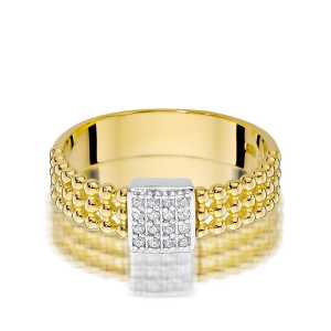 Pierścionek zaręczynowy D469 z żółtego złota brylant 0.08 ct