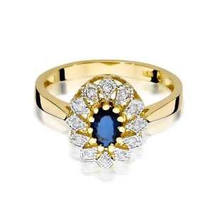 Pierścionek zaręczynowy D470 z żółtego złota szafir 0.70 ct