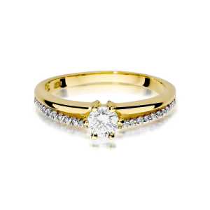 Pierścionek zaręczynowy D471 z żółtego złota brylant 0,4