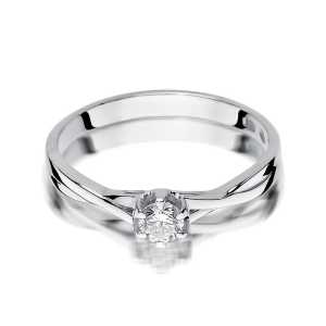 Pierścionek zaręczynowy D456 z białego złota brylant 0.23 ct