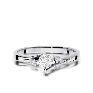 Pierścionek zaręczynowy D463 z białego złota brylant 0,28