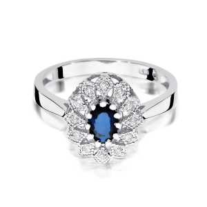 Pierścionek zaręczynowy D470 z białego złota szafir 0.70 ct