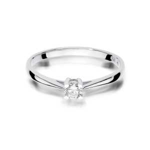 Pierścionek zaręczynowy D485 z białego złota brylant 0.15 ct