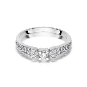 Pierścionek zaręczynowy D530 z białego złota brylant 0,13ct