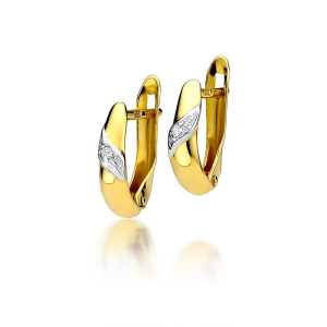Kolczyki z żółtego złota z brylantami 0,04 ct - K002
