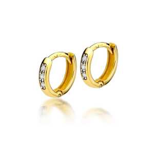 Kolczyki z żółtego złota z brylantami 0,08 ct - K012