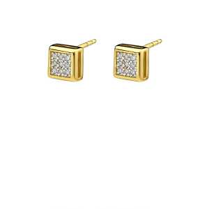 Kolczyki z żółtego złota z brylantami 0,09 ct - K024