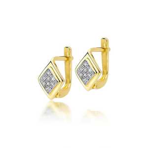 Kolczyki z żółtego złota z brylantami 0,08 ct - K039