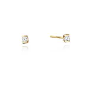 Kolczyki z żółtego złota z brylantami 0,08 ct - K042