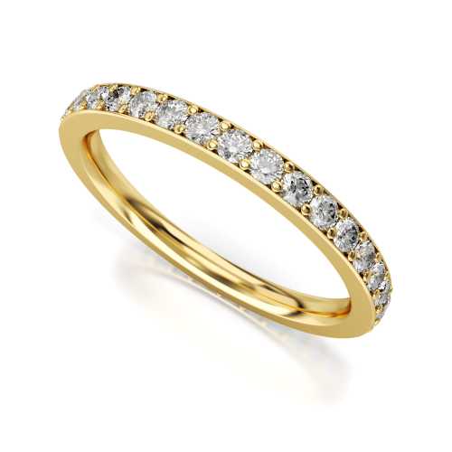 Delikatna obrączka z diamentami na połowie obwodu, żółte złoto, soczewka - Luva