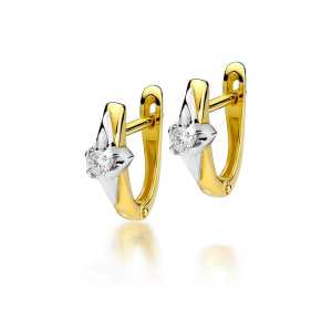 Kolczyki z żółtego złota z brylantami 0,16 ct - K047