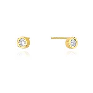Kolczyki z żółtego złota z brylantami 0,16 ct - K074