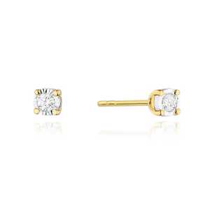 Kolczyki z żółtego złota z brylantami 0,16 ct - K106