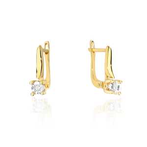 Kolczyki z żółtego złota z brylantami 0,06 ct - K113