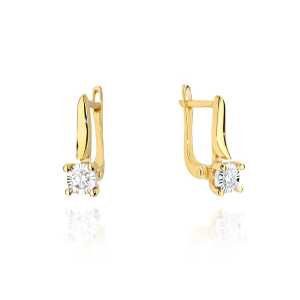 Kolczyki z żółtego złota z brylantami 0,16 ct - K114
