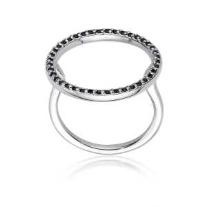 Pierścionek zaręczynowy D538 z białego złota czarny brylant 0,20