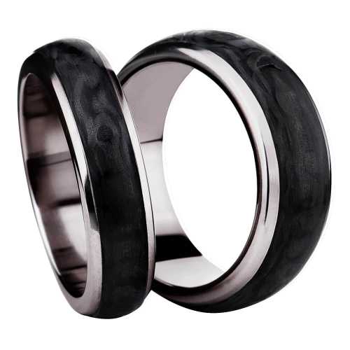 Obrączki z tytanu i karbonu, okrągłe, szerokość 6mm i 10 mm, Luva