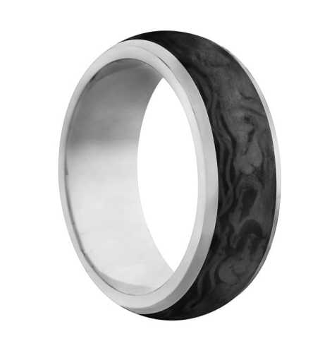 Obrączka tytan, karbon, okrągły kształt, 10mm szerokości - Luva