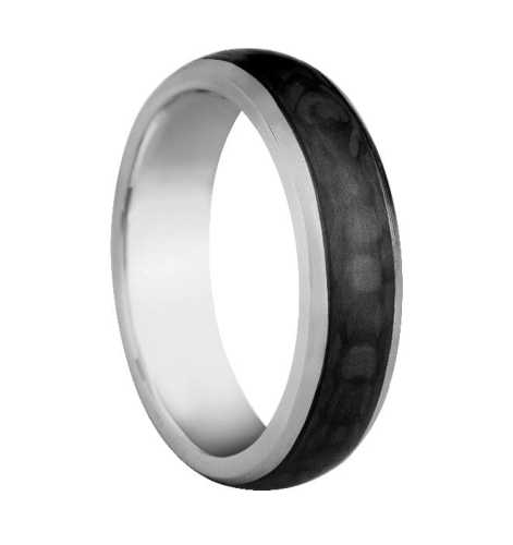Solidna, tytanowa obrączka z karbonem, szerokość 6mm, Luva
