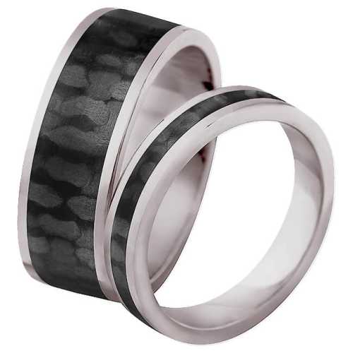 Płaskie obrączki z tytanu i karbonu, 4mm i 8mm szerokości, Luva