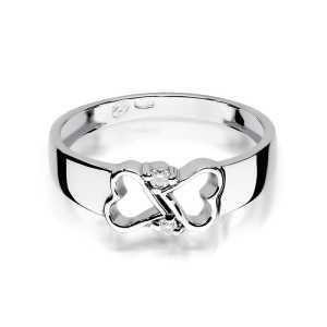 Pierścionek zaręczynowy D380 z białego złota brylant 0.04 ct