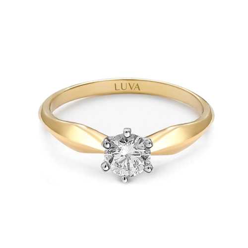 Pierścionek z diamentem 0,50 ct, zaręczyny, żółte złoto, elegancki, ponadczasowy, Luva
