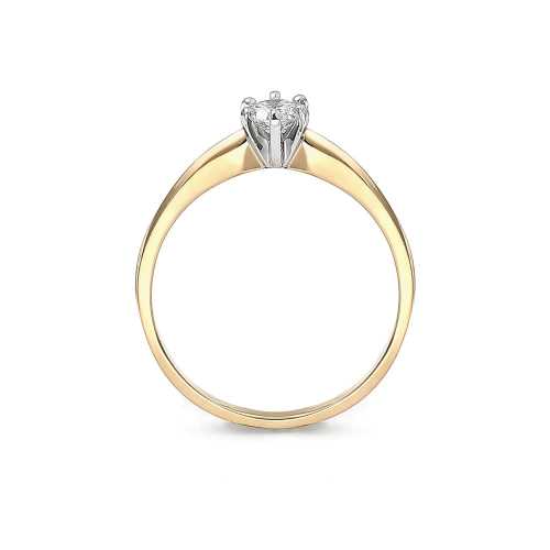 Pierścionek z brylantem na zaręczyny, żółte złoto, połysk, diament 0,17ct, jubiler Luva