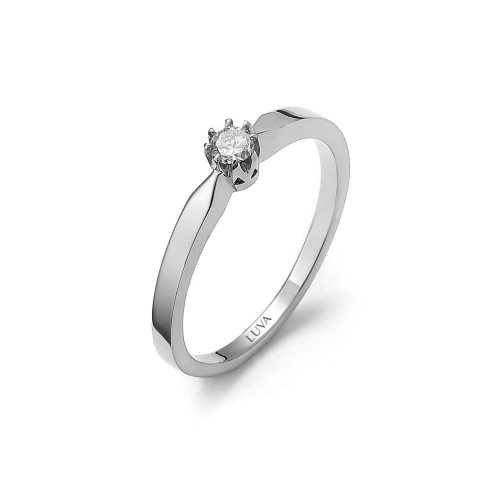 Pierścionek dla kobiety z brylantem, białe złoto, połysk, 0,10ct - Luva
