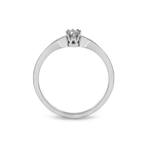 Biały pierścionek zaręczynowy z diamentem 0,10ct, minimalistyczny i elegancki, Luva