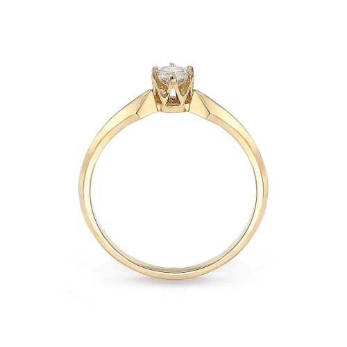 Pierścionek na zaręczyny z diamentem 0,40 ct, żółte złoto, nietypowy kształt, błyszczący i elegancki, Luva