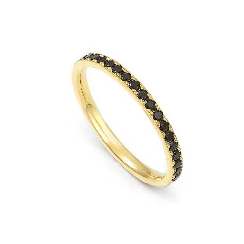 Wąska obrączka z czarnymi kamieniami dookoła obwodu, eternity ring czarne brylanty, Luva