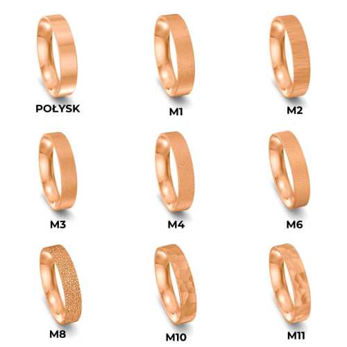 Wykończenie obrączki do wyboru, połysk, różne rodzaje matów, Luva