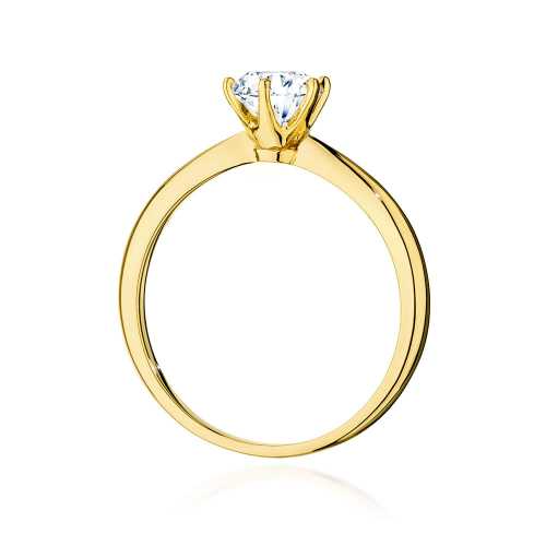 Diament 1 ct w pierścionku zaręczynowym w eleganckim stylu, prosta szyna z żółtego złota