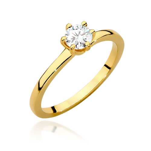 Pierścionek zawijany z diamentem 0,50ct, żółte złoto, nowoczesny design, Luva