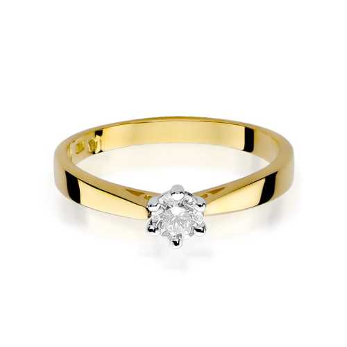 Pierścionek żółte złoto, brylant 0,25ct, elegancki pierścionek zaręczynowy z diamentem