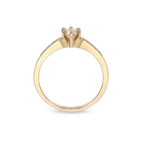 Wyjątkowy pierścionek zaręczynowy z diamentami 0,40 ct, żółte złoto, wielokamieniowy, Luva