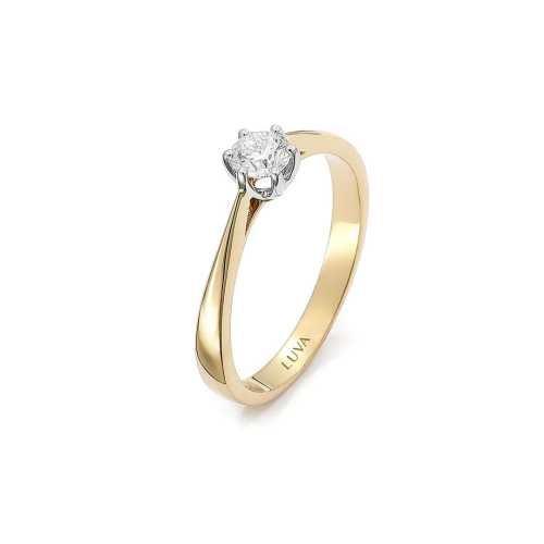 Pierścionek na zaręczyny, brylant 0,20ct, żółte złoto, elegancki styl, Luva