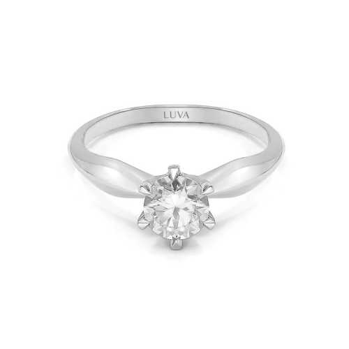 Klasyczny pierścionek zaręczynowy z brylantem 1,00 ct, białe złoto, Luva