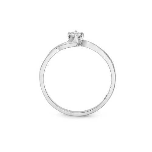 Minimalistyczny, zaplatany pierścionek na zaręczyny , brylant 0,10ct, białe złoto