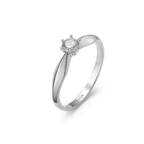 Pierścionek na zaręczyny, brylant 0,20 ct, białe złoto, elegancki styl, Luva