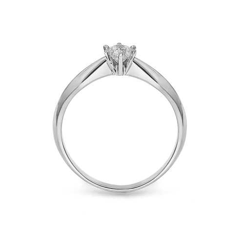 Klasyczny pierścionek z brylantem 0,20ct, białe złoto, elegancki kształt - LUVA
