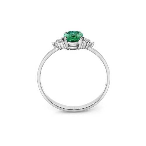 Romantyczny pierścionek z białego złota ze szmaragdem, Luva