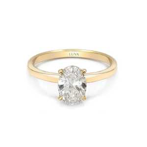 Pierścionek zaręczynowy LV19 z żółtego złota diament owalny 1 ct