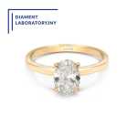 Pierścionek zaręczynowy LV19 z żółtego złota diament laboratoryjny owalny 1 ct
