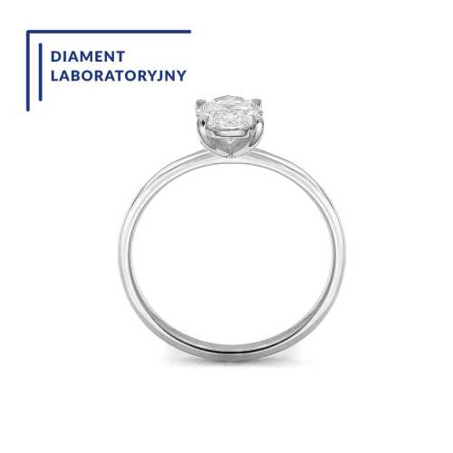 Elegancki pierścionek z laboratoryjnym owalnym diamentem 1 ct, białe złoto, jubiler Luva