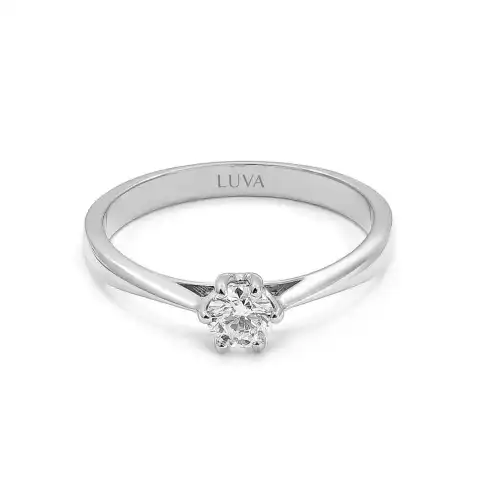 Pierścionek na zaręczyny, brylant 0,25ct, białe złoto, elegancki styl, Luva