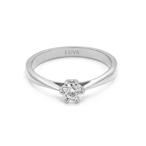 Pierścionek na zaręczyny, brylant 0,20ct, białe złoto, elegancki styl, Luva