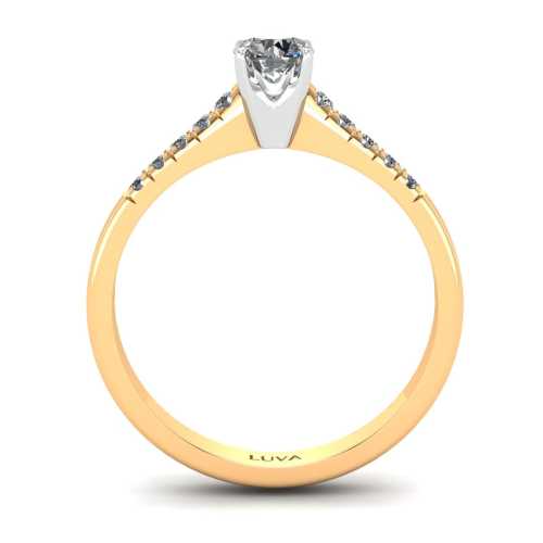 Pierścionek z diamentem w 4 łapkach, diamenty w szynie, 0,30ct z certyfikatem, Luva